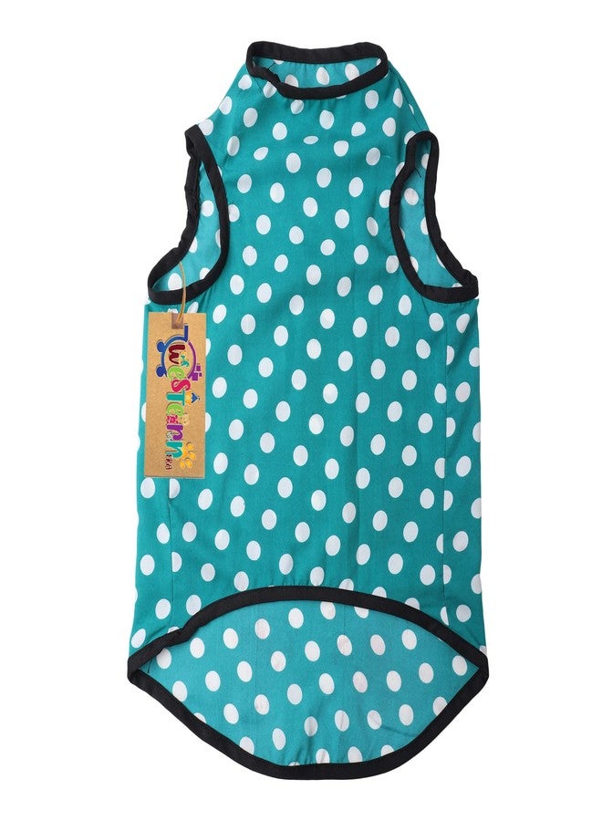 Western Era Funky Soft Cotton Dog T-Shirt | Comfortable & Breathable Dog Clothing | Sleeveless Vest Puppy Outfit |(Polka Sky Blue) (Large) (20inches) - Image 5